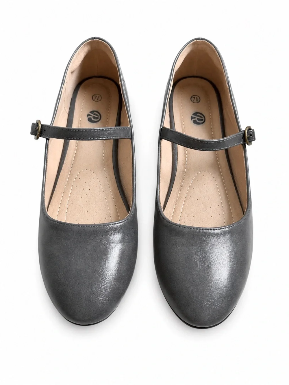 R Women’s Mary Jane Flats Size 7.5 Gray Color Ballet Flats Office Work Casual - Picture 2 of 4